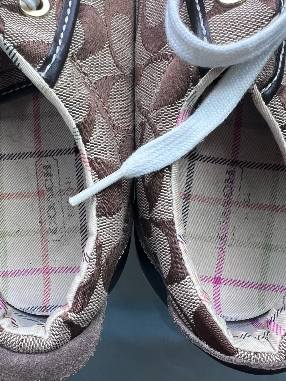 Coach Brown Signature Monogram Low-Top Sneakers with White Accents